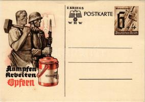 Kämpfen Arbeiten Opfern. Winterhilfswerk 2. Kriegs WHW / "Fight, work, sacrifice" NSDAP German Nazi Party working class, labor propaganda, swastika; 6+4 Ga. s: Atel. Albrecht