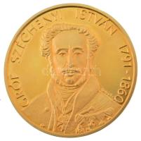 Bognár György (1944-) 1996. "Gróf Széchenyi István 1791-1860 / 150 éves a balatoni gőzhajózás 1846-1996" aranyozott fém emlékérem tokban (42,5mm) T:PP