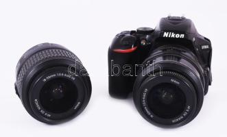 Nikon D5600 fényképezőgép 18-55 m 1:3,5-56 objektívvel, használt megviselt állapotban, akkufedél nélkül, alkatrésznek. + még egy ugyanolyan objektív.