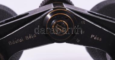 Budai Béla Pécs távcső, jelzett, 11x6,5 cm