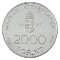1997. 2000Ft Ag "Integráció az Európai Unióba" kapszulában, tanúsítvánnyal, tokban T:PP kis folt Adamo EM147