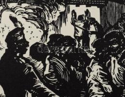 Palkó József (1919-2004): Kivégzések a Dömötör tanyán, Szikra, 1919. nov. 21. Linómetszet, papír, je...