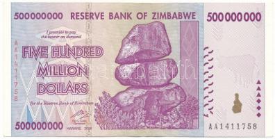Zimbabwe 2008. 500.000.000D T:XF Zimbabwe 2008. 500.000.000 Dollars C:XF