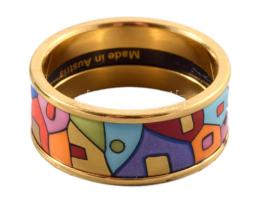 Frey Wille Miss gyűrű - Hommage ? Hundertwasser. Égetett tűzzománc, 24k arany bevonat, m:52, eredeti...