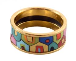 Frey Wille Miss gyűrű - Hommage ? Hundertwasser. Égetett tűzzománc, 24k arany bevonat, m:52, eredeti...