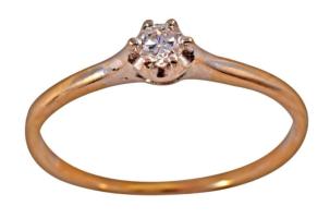 14K fehérarany gyűrű brillel, jelzett, 1,31 g 0,015Ct. m:53