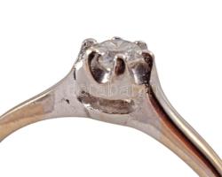 14K fehérarany gyűrű brillel, jelzett, 1,31 g 0,015Ct. m:53