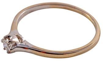 14K fehérarany gyűrű brillel, jelzett, 1,31 g 0,015Ct. m:53