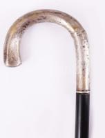 Régi sétabot, ezüst (Ag) markolattal, javított, jelzett, h: 85 cm