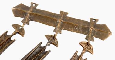 Papp Zoltán (1941-) négyrészes bronz falidísz. Jelzett, 36x22 cm