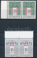 1996 Magyar népművészet 13Ft ás 16Ft párok fényes-vonalas papíron / Mi 4389-4390 pairs, bright-lined paper