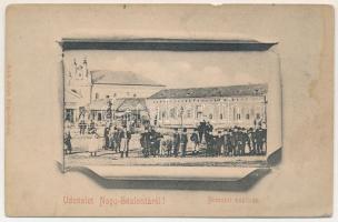 Nagyszalonta, Salonta; Nemzeti szálloda, zsinagóga. Reich Jakab kiadása / hotel, synagogue (b)