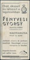 Fenyvesi György óra, ékszer Nagykanizsa számolócédula