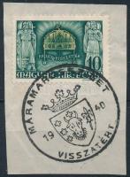 1940 Kelet visszatér "KELETU" lemezhibával kivágáson "MÁRAMAROSSZIGET VISSZATÉRT" / Mi 638 with plate variety on cutting