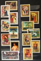 Festmény motívum gyűjtemény, 10 lapos A/4 berakóban, közte francia, bolgár, szovjet, román, lengyel,...