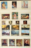 Románia festmény motívum gyűjtemény, 8 lapos A/4 berakóban, benne 32 klf sor, 12 klf blokk 1db 6-os ...