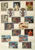 Románia festmény motívum gyűjtemény, 8 lapos A/4 berakóban, benne 32 klf sor, 12 klf blokk 1db 6-os ...