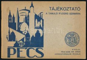 Pécs. Tájékoztató a város nevezetességeiről. Pécs, é.n. [1934], Idegenforgalmi Iroda, 32 p. Kiadói tűzött papírkötés. Számos képpel, rajzzal, térképpel, reklámokkal illusztrálva,