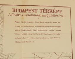 1908 Budapest térképe a főváros iskoláinak megjelölésével, kiadja: Magyar Földrajzi Intézet Rt., 50×...