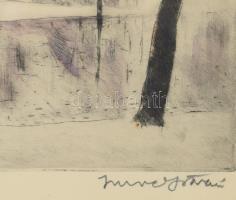 Imre István (1918-1983): Hősök tere. Rézkarc, papír, jelzett, 30×39 cm, üvegezett keretben