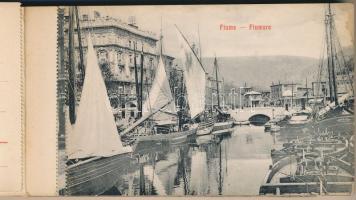 Fiume, Rijeka; Quarnero, képeslapfüzet 12 lappal (2 sérült). Giacomo M. Kohn / postcard booklet with...