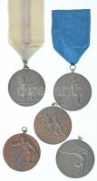 Vegyes, 5db-os díjérem tétel 1956-1969. között, közte Asztalitenisz, Atlétika, Kézilabda, Váltófutás érmek, az egyik mellszalagon, egy másik nyakszalagon. Szign.: "Szentesy" T:XF,VF