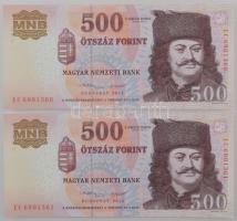 2013. 500Ft (2x) sorszámkövetők "EC 6901360 - EC 6901361" T:AU