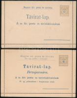 1904 2 klf táviratlap, az egyik futott, a másik magyar-horvát nyelvű / 2 different PS-telegram, one used, and one in Hungarian-Croatian language