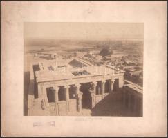 cca 1900 Edfui templom, kartonra kasírozott, feliratozott fotó, 21×26 cm