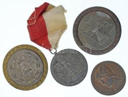 1954-1959. Vegyes, 3db-os Sakk díjérem tétel, az egyik mellszalagon + DN "Pénzintézeti Sportegyletek Ligája 1912" egyoldalas bronz díjérem, hátoldalán "LUDVIG" gyártói jelzéssel T:VF,F