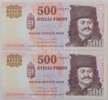 2013. 500Ft (2x) egyugrásos sorszámkövetők "ED 2324308, ED 2324310" T:AU