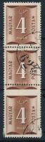 1951 Barnaportó 4f hármascsík elfogazva / Mi P 191 stripe of 3 with shifted perforation