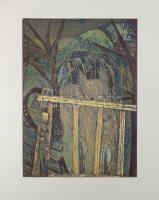 Fekete Esteban (1924-2009): Kutya. Színes fametszet, papír, jelzett, számozott (72/100). 55×40 cm