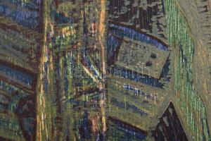 Fekete Esteban (1924-2009): Kutya. Színes fametszet, papír, jelzett, számozott (72/100). 55×40 cm