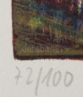 Fekete Esteban (1924-2009): Kutya. Színes fametszet, papír, jelzett, számozott (72/100). 55×40 cm