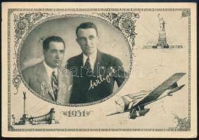 1932 Légi levelezőlap levélzáróval / Airmail postcard with label