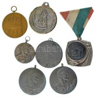 Vegyes, 7db-os koszorús / portrés-babérágas tematikájú díjérem tétel, közte 1974. "Belvárosi Kupa - Csapat - II." fém díjérem mellszalagon T:XF,VF