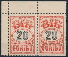 BIH 20Ft ívsarki pár - Budapesti Izraelita Hitközösség segélybélyeg / charity stamp pair