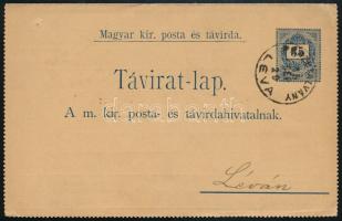 1888 35kr díjjegyes zárt táviratlap / PS-telegram "PÉNZUTALVÁNY / LÉVA"