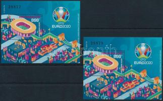 2021 2 db sorszámkövető UEFA blokk. Kb csak fél évig értékesíthette a Magyar Posta, utána nem árusíthatta, az UEFA megtiltotta az embléma használatot! RR! / 2 x Mi block 456