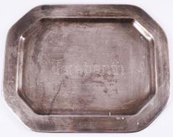 Kávéházi tálca. Ezüstözött alpakka, jelzett 34x24 cm