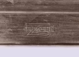 Kávéházi tálca. Ezüstözött alpakka, jelzett 34x24 cm