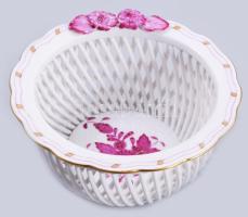 Herendi Apponyi mintás áttört porcleán kínáló. Kézzel festett, jelzett, hibátlan d: 10 cm