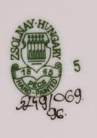 Zsolnay porcelán váza. Kézzel festett, jelzett, hibátlan d: 12 cm