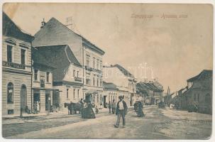 Brassó, Kronstadt, Brasov; Langgasse / Hosszú utca, szálloda, étterem. Zeidner H. kiadása 59. / street view with shop, hotel (fl)