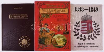 3 db könyv és kiadvány: Tolnai Világlapja 1901-1944. Negyvennégy évfolyam egy kötetben. (Reprint); Mátray Kálmán: 100 történelmi értékpapír.; 1848-1849. Lapok a forradalom és szabadságharc történetéből. Vegyes állapotban.