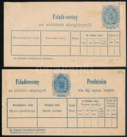 1873 2 db használatlan feladóvevény / PS-receipts