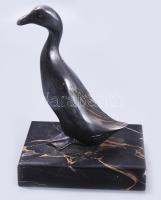 Marti Font francia szobrász. Kacsa szobor, fém, márvány, jelzett. 15 cm