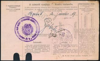1920 Teljes postautalvány / Money order "M. KIR. BUDAPESTI LOVAS TÜZÉR OSZTÁLY Gazdasági hivata...
