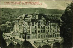 1914 Trencsénteplic, Trencianske Teplice; Az új Teplicz nagyszálloda / Das neue Grand Hotel Teplicz / new hotel (szakadás / tear)